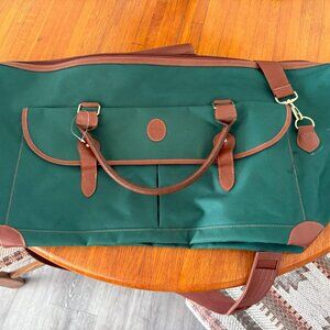 RALPH LAUREN Green and brown canvas shoulder bag
